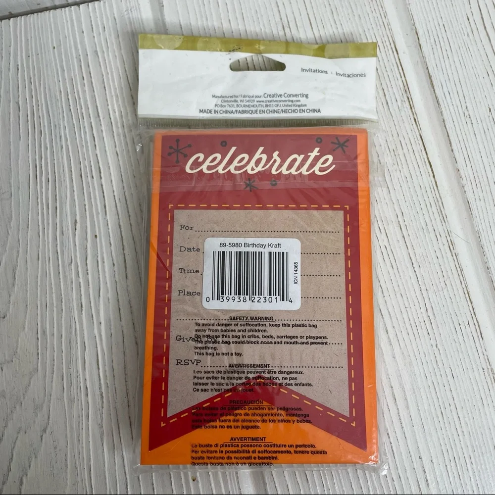 3 Packages Celebrate Party Invitations 8/Pack New Unisex Multicolor Geometric